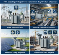 Transformateur de distribution de puissance immergé dans l'huile SZ11 800kVA-31500kVA 35kV triphasé abaisseur de tension avec OLTC pour postes de transformation et réseaux électriques