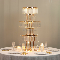 Support à fleurs en cristal doré moderne de grande taille pour la décoration de centre de table de mariage