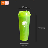 Nouveau produit thé à bulles jetable jus froid 700 ml Boba lait en plastique PP couleur dure tasse d'injection en plastique