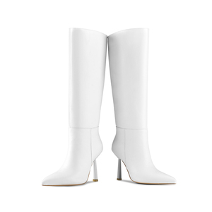 WETKISS OEM <span class=keywords><strong>Bottes</strong></span> longues à talons hauts pour femmes, <span class=keywords><strong>bottes</strong></span> en PU blanc pur, <span class=keywords><strong>bottes</strong></span> mi-cuisses sexy à bout pointu, <span class=keywords><strong>bottes</strong></span> à talons aiguilles pour la vente en gros - Product Image 4