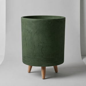 Jardinière au sol <span class=keywords><strong>en</strong></span> fibre de verre, style nordique moderne et minimaliste, avec pieds <span class=keywords><strong>en</strong></span> <span class=keywords><strong>bois</strong></span>, grand pot à fleurs avec trou de drainage pour la décoration de la maison et du jardin - Product Image 5