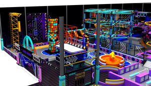 Parque Infantil Interior Grande con Laberinto de Aventuras, Circuito de Obstáculos de Gran Altura, Zona de Aventuras con Trampolín y Autos de Choque - Product Image 4