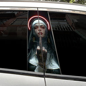 2pcs Unique Car Side Window <strong>Sticker</strong> Edgy Nun Graphic Design Vehicle B-Pillar Body Accessories <strong>Vinyl</strong> Wrap Decal <strong>Stickers</strong> <strong>for</strong> Cars - Product Image 4