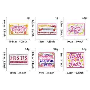 Patchs thermocollants brodés en polyester avec phrases religieuses et textes anglais pour chaussures, chapeaux et vêtements - Product Image 3