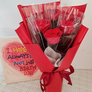 Bouquet de roses naturelles préservées en vrac, fait main, grandes fleurs rouges séchées, éternelles, pour la fête des mères, Pâques, mariage, anniversaire - Product Image 4