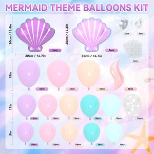 Kit Guirlande de Ballons en Latex Sirène, Arche de Ballons Queue de Sirène, Unisexe, Petite Sirène, Anniversaire, Saint-Valentin, Noël, Halloween, Thème Marin - Product Image 2