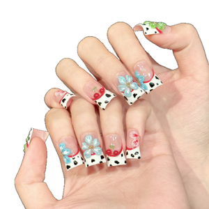 <span class=keywords><strong>Uñas</strong></span> <span class=keywords><strong>Postizas</strong></span> Hechas a Mano al por Mayor, Estilo Duckbill, <span class=keywords><strong>Cortas</strong></span> y Anchas, con Flores 3D, Diamantes <span class=keywords><strong>de</strong></span> Imitación, Brillo Morado y Rosa, Reutilizables, OEM, ODM, Empaque Personalizado - Product Image 4