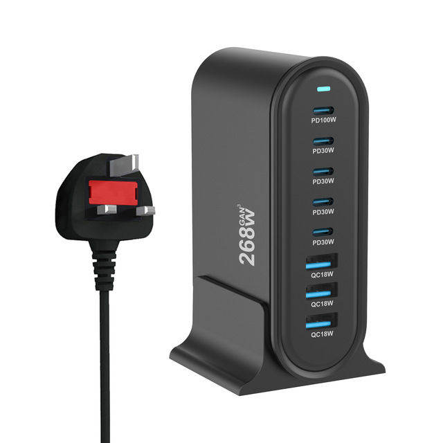 268w Usb C Gan Wall Charger Power 8 Ports Usb A Qc Type C Pd Usb Fast Charging Universal Power Adapters