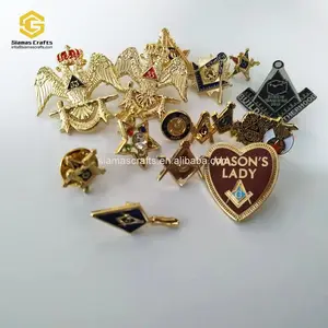 Broche promocional de fábrica, broche de emblema, simples, quadrado, prata, alfinete de lapela maçônica