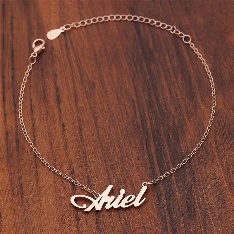 Персонализированный браслет с алфавитом на заказ, ожерелье из нержавеющей стали с позолоченным именем