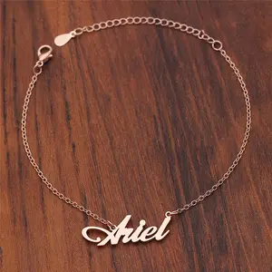 Benutzer definierte personal isierte Alphabet Armband Edelstahl vergoldet Name Halskette