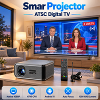 Projecteur Android 4K, résolution native 1080P, projecteurs intelligents WiFi, équipements de présentation, home cinéma, TV numérique ATSC intégrée