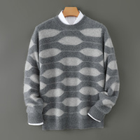 Pull en laine pure 100% pour homme, col rond, color block, épais, décontracté, chaud, tricoté, personnalisable, automne-hiver