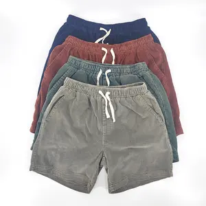 Pantalones cortos deportivos de pana para hombre, Shorts informales holgados de cintura elástica de algodón orgánico para playa