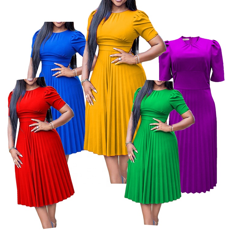 Shop Our A0202 Long Pleated Dress - Perfect for Summer Office
