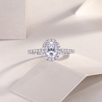 Anillo de Diamante Cultivado en Laboratorio Color D VVS1 en Oferta, Plata 925 con Baño de Oro Blanco de 18K, Anillo de Boda