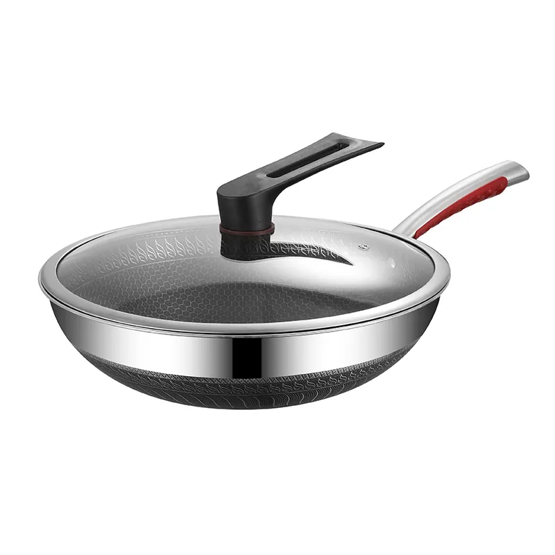 Антипригарная сковорода из нержавеющей стали wok может использоваться для дома и коммерческих заводских прямых оптовых продаж