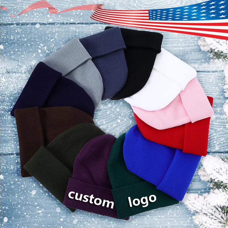 Gorro forrado de satén de fabricante, gorro de cubo de punto personalizado bordado, gorro de invierno personalizado para hombres, mujeres, niños, gorros con logotipo personalizado