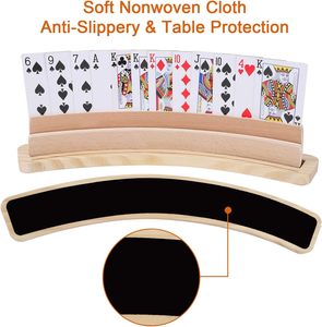 Supporto per carte da gioco in legno curvo vassoio Rack <span class=keywords><strong>Organizer</strong></span> Set di 2 solido porta carte per i bambini anziani - Product Image 2