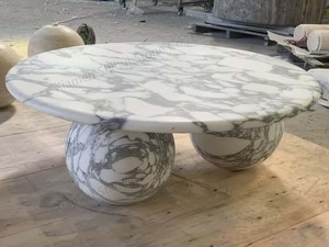Tavolino da caffè in marmo bianco con Design moderno personalizzato in pietra SH - Product Image 2