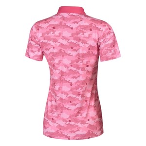 เสื้อโปโลพิมพ์ลายพรางสีชมพูสำหรับผู้หญิง แขนสั้น ระบายอากาศได้ดี ผ้าถัก สไตล์ลำลอง ขนาดสั่งทำได้ ขายดี - Product Image 2