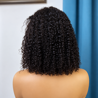 Perruque Bob Courte Bouclée en Cheveux Humains, Dentelle HD Frontale, Sans Colle, Pré-Pluckée, Noir Naturel, Prête à Porter pour Femmes