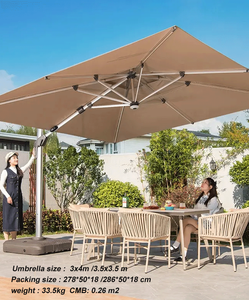 도매 캔틸레버 우산 12ft 태양 우산 및베이스 LED 조명 파라솔 파티오 정원 가구 고급 야외 우산 - Product Image 2