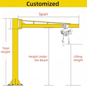 Grue à flèche électrique robuste <span class=keywords><strong>1</strong></span> tonne 2 tonnes 3 tonnes 5 tonnes Grues à flèche à pilier fixe au sol - Product Image 2