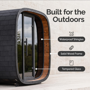 Sauna à vapeur extérieur de luxe pour 4 personnes - Cabine en cèdre et épicéa de qualité supérieure avec murs vitrés panoramiques, idéal pour les villas de <span class=keywords><strong>jardin</strong></span> - Product Image 2