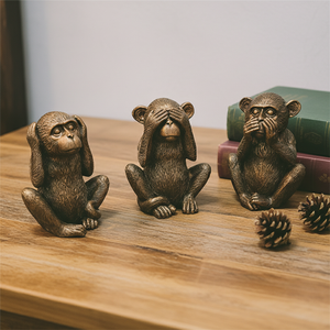 Scultura di <span class=keywords><strong>Scimmia</strong></span> Dipinta a Mano in Resina Personalizzata, Arte Popolare Dorata, Decorazione per la Casa, Animale per il Giorno di Scherzi di Aprile - Product Image 6