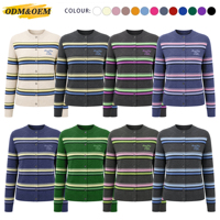 Pull en tricot personnalisé pour femme, style décontracté, à rayures, manches longues, boutonné, brodé, tricot plat, cardigan en tricot