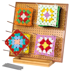Cadeau d'amoureux du crochet tapis à tricoter bois bambou ajustable <span class=keywords><strong>mamie</strong></span> carré crochet planche de blocage avec épingles - Product Image 1