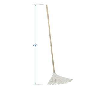 Boardwalk BWK112R 12 Oz. White Rayon Head 48 In. Oak Wood Handle Deck <b>Mops</b> 6-Pack - Product Image 2