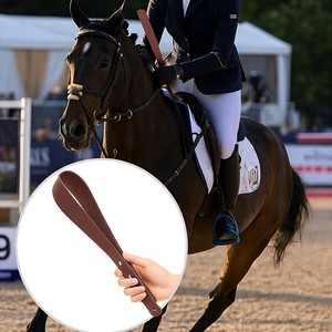 Fouet d'entraînement équestre en cuir PU noir couleur café pour l'équitation et les fournitures d'entraînement des animaux de compagnie - Product Image 1