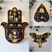 Étagère en bois au design moderne et simple, lampe Luna Moth, étagère en buis, lampe Dieu de la Lune, support de lampe, papillon, rangement à domicile