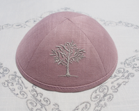 Top Kipot Kippah de lino con logotipo de árbol bordado Personalizar Bar Mitzvah Hat Judaica Yarmulke Daily Jewish Kippot para regalo.