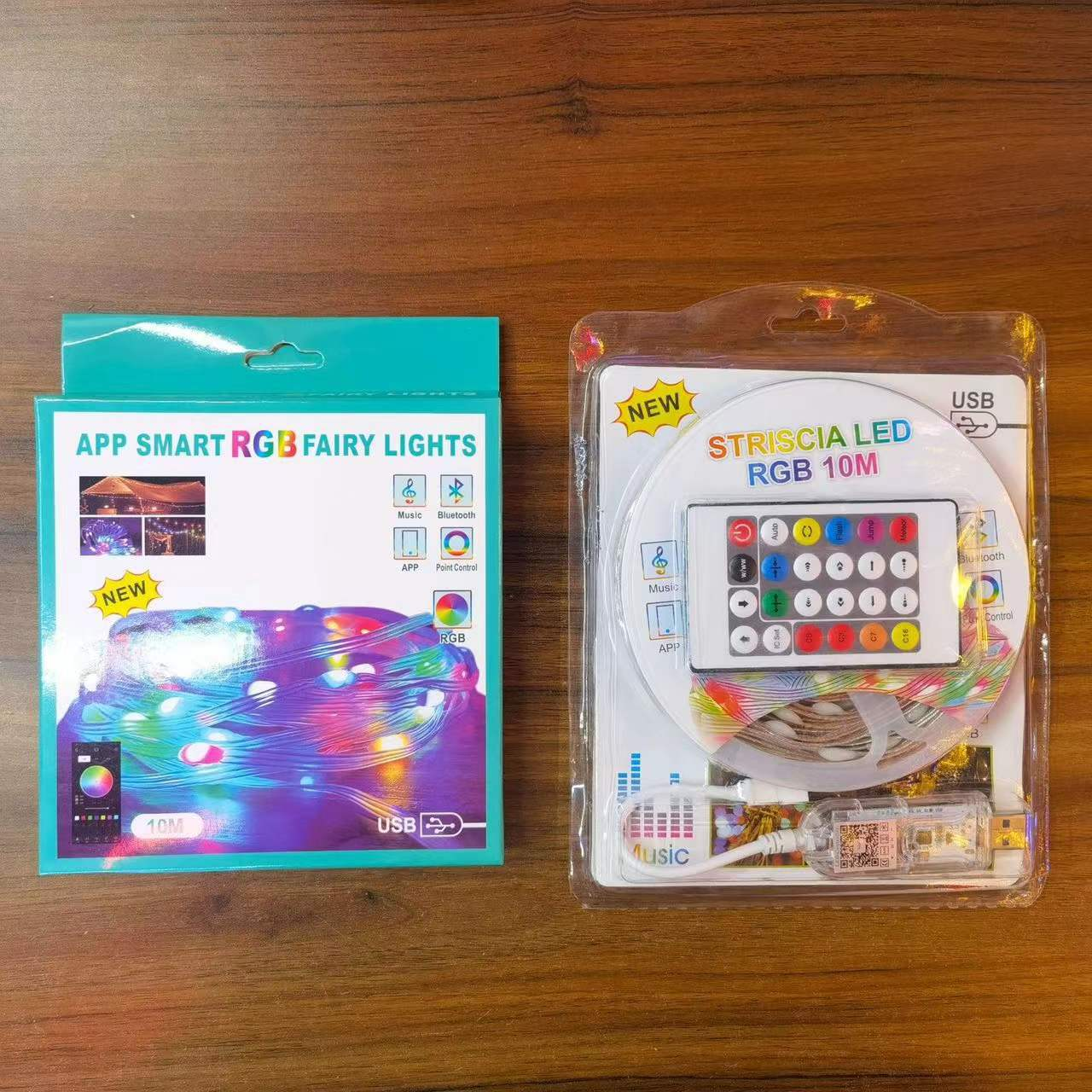 Tira de luz RGB con control remoto blanco