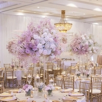 C-255 Vente en gros de boules de fleurs de gypsophile blanches et roses, arrangement floral, centre de table pour mariage