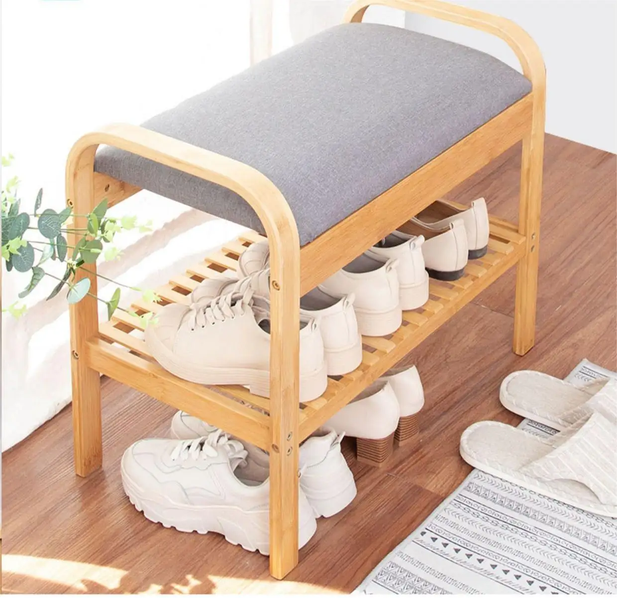 Eco-friend Corner Shoe Storage Shelf Rack Storage With Sofa Flip Bench Shoe Storage Shoe Organizer For Home