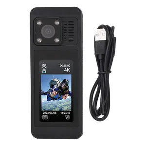 Cámara de Acción 4K con Ángulo de Visión de 140 Grados, Grabadora de <span class=keywords><strong>Video</strong></span> Portátil, Pantalla de 2 Pulgadas, Batería Integrada de Litio de 1200 mAh, Capacidad de 128 GB, Relación de Aspecto 16:9, Carcasa de ABS - Product Image 4