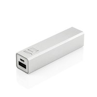 Vente en gros échantillon gratuit Promotion pas cher Portable coloré Mini logo gravé au laser 2600mAh banque d'alimentation carrée en métal