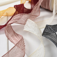 Harengs Double Rides Chevrons Tulle Ruban pour Fleuriste DIY Bouquet Emballage Floral Tissé Ruban