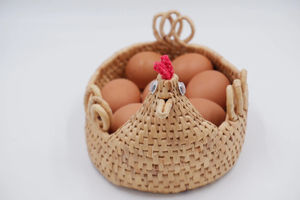 Handmade Chicken Shaped <b>Egg</b> <b>Basket</b> with Lid Water Hyacinth Woven <b>Egg</b> Holder Vintage Farmhouse Kitchen Decor Storage - Product Image 3