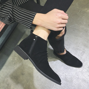 Sh11226a Point toe <span class=keywords><strong>Botines</strong></span> negros hombres 2024 zapatos de cuero de alta calidad botas <span class=keywords><strong>para</strong></span> hombres - Product Image 4