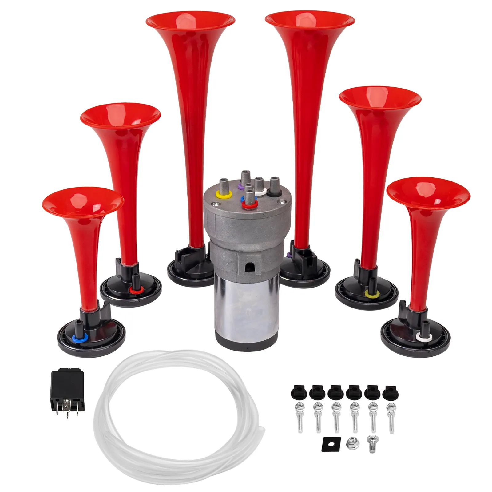 C- FARBIN Musical Air Horns Plays Godfather Melody Music Horn Multi-frequency Sound Six Trumpet Truck Horn Plastic 12V