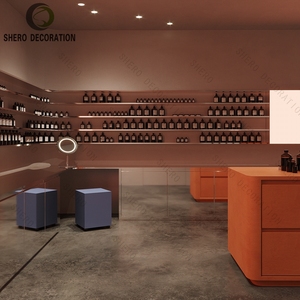 Decoración Interior de Lujo para Tienda de Cosméticos, Exhibidor de Perfumes de Alta Calidad con Vitrina de Maquillaje de Madera Roja - Product Image 6