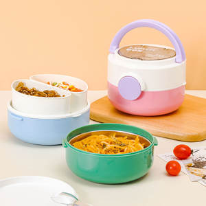 Boîte à lunch 60X ronde en acier inoxydable 304, double couche, isolée, compatible micro-ondes, portable, design uni - Product Image 5