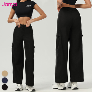 Janya <span class=keywords><strong>pantaloni</strong></span> <span class=keywords><strong>neri</strong></span> <span class=keywords><strong>Cargo</strong></span> a gamba dritta <span class=keywords><strong>pantaloni</strong></span> della tuta sportivi elasticizzati piatti per allenamento di danza <span class=keywords><strong>pantaloni</strong></span> della tuta larghi - Product Image 1