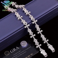 Bracelet chaîne à maillons en croix glacée en argent sterling 925 avec diamant moissanite VVS de 14 mm, cadeau de luxe hip-hop pour homme