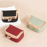 Boîte à bijoux vintage élégante en cuir PU, personnalisée, de haute qualité, portable, avec fermeture à bouton, pour ranger les pièces de monnaie et les écouteurs